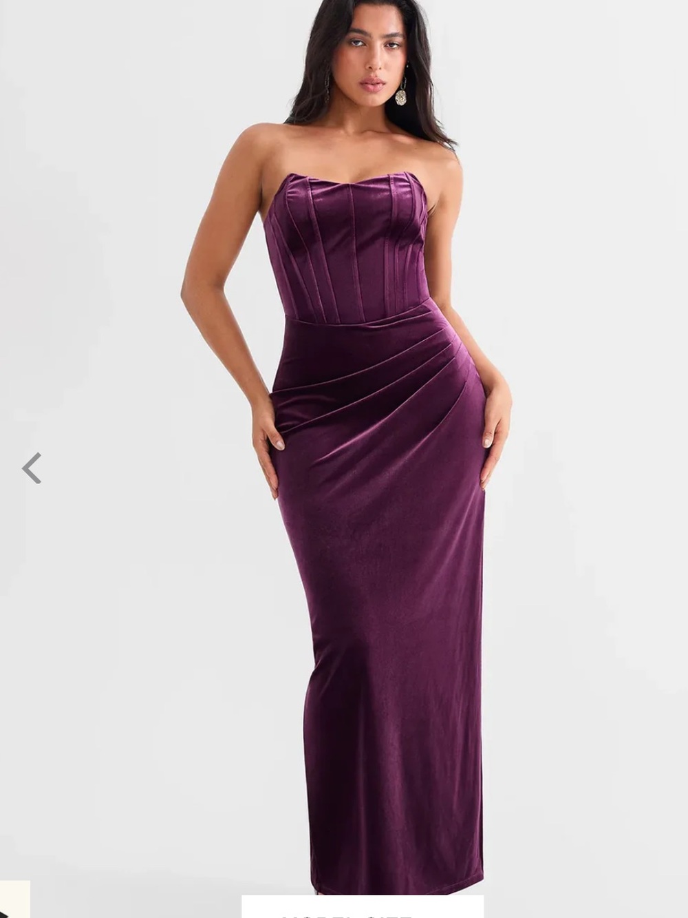 Strapless Velvet Corset Evening Dress in Plum